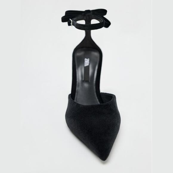 ZARA Black Pointed Toe Heels with Bow NWT - Picture 15 of 16